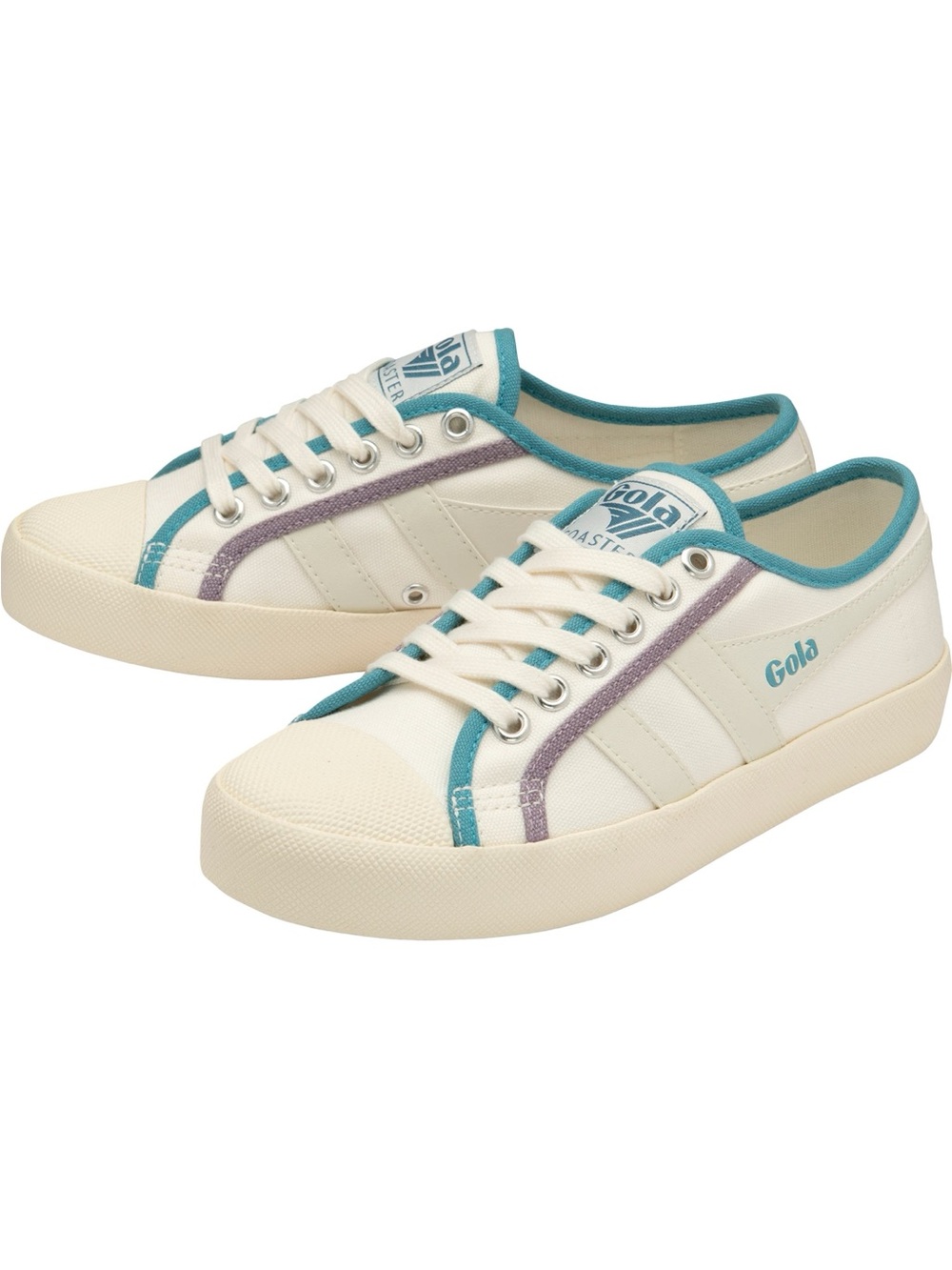 Gola Women's Classic Coaster Smash Sneakers with Teal and Purple Accents